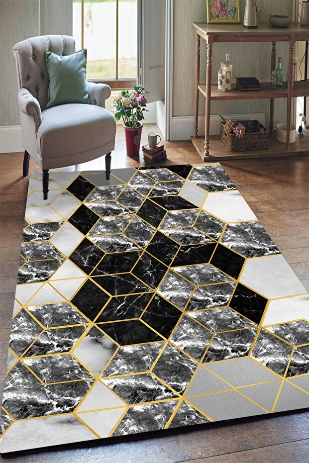 Welsoft Fabric Digital Printed Yrk121 Model Elastic Carpet Cover - 1