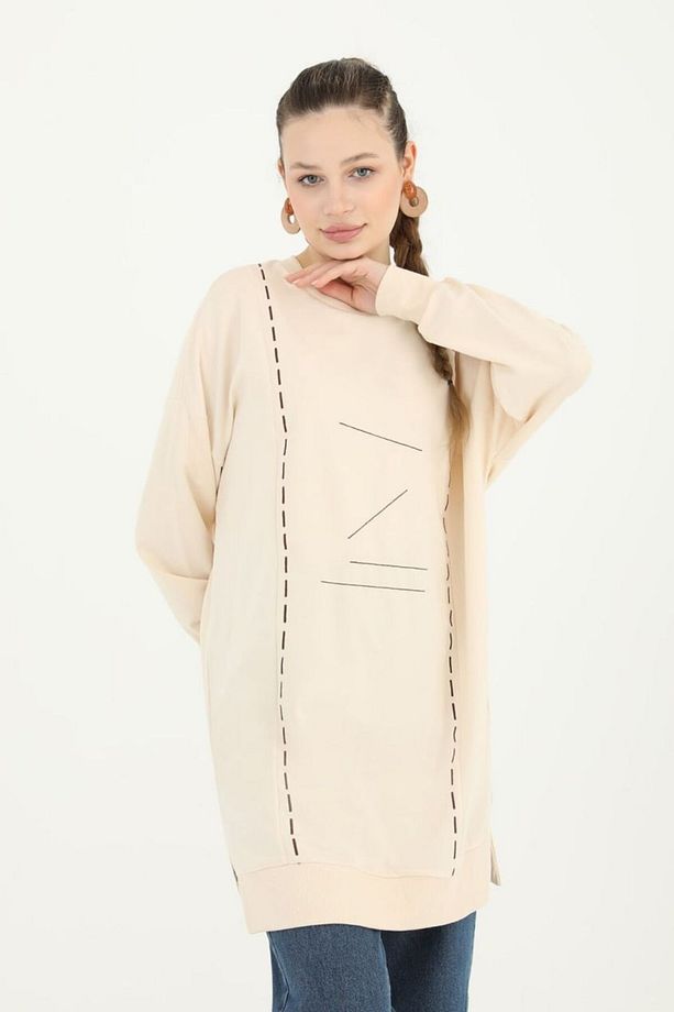 İşlemeli Basic Sweat Tunik - 1