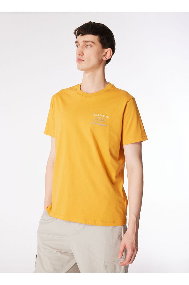 Bisiklet Yaka Düz Karamel Erkek T-Shirt M4GI30I3Z14G3K5_SS CN BACK BOX LOGO - 3