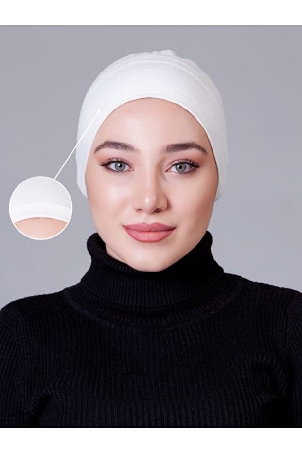 كريم (إكرو - أوف وايت) غطاء رأس من القطن الممشط غير قابل للانزلاق