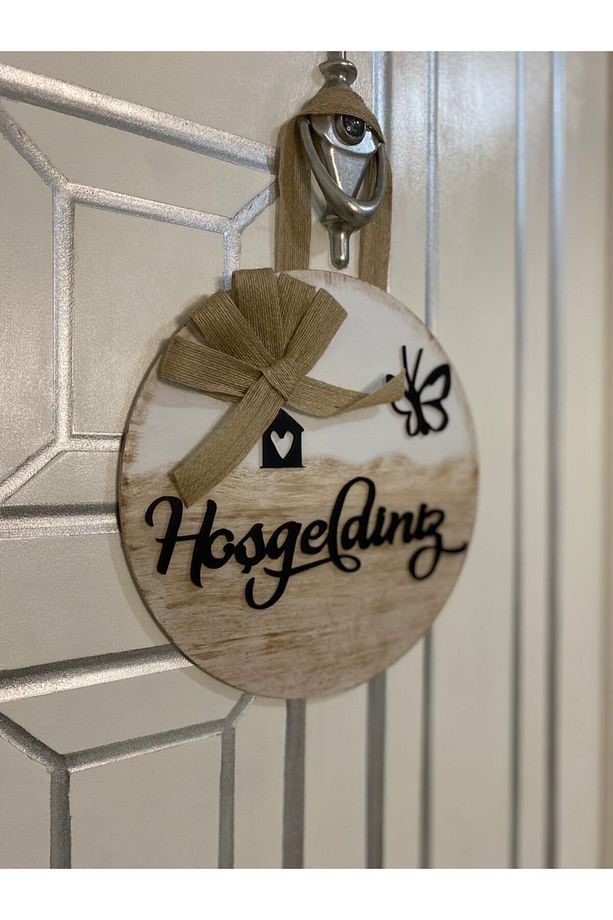Ahşap Kapı Süsü Ve Evimize Hoşgeldiniz Tahta Desenli Kapı Önü Paspası - 5