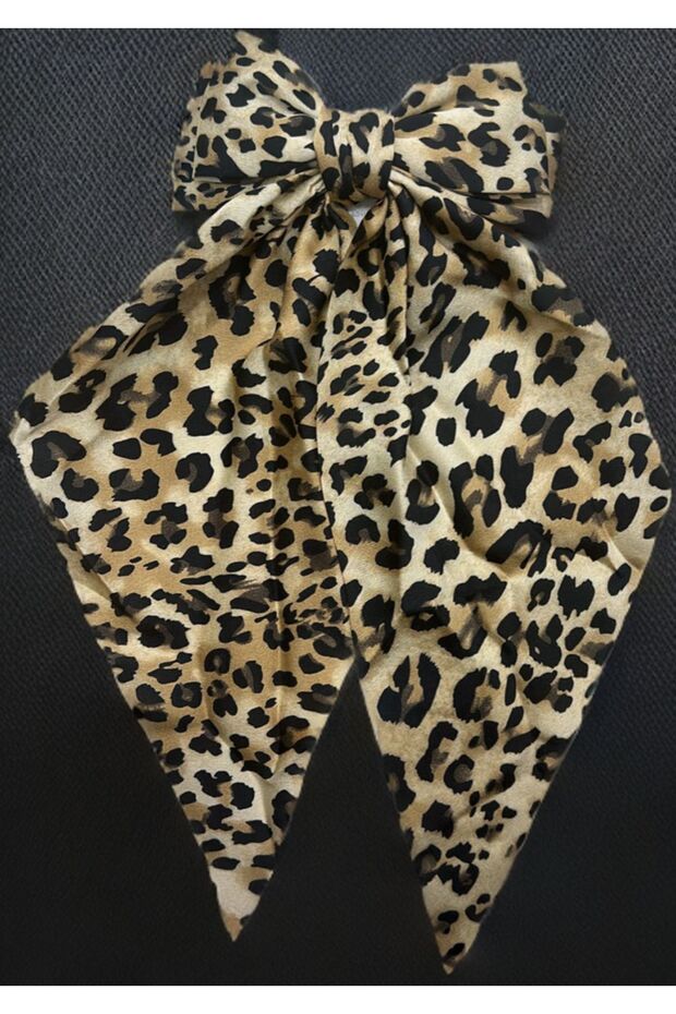 Automatic Leopard Pattern Hair Clip - Bow - 1