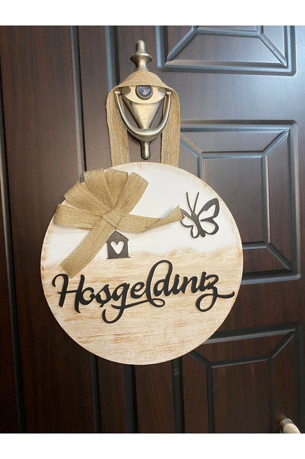 Ahşap Kapı Süsü Ve Evimize Hoşgeldiniz Tahta Desenli Kapı Önü Paspası - 6
