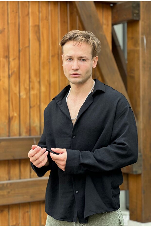 Dokulu oversize gömlek - 5