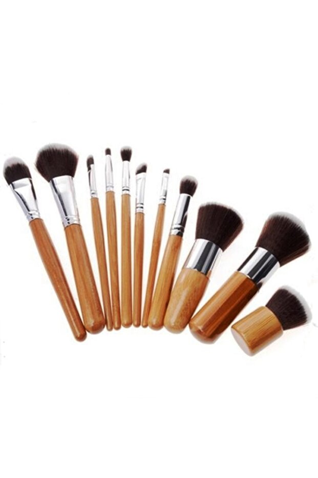 11 Parça bambu makyaj fırça seti - 3