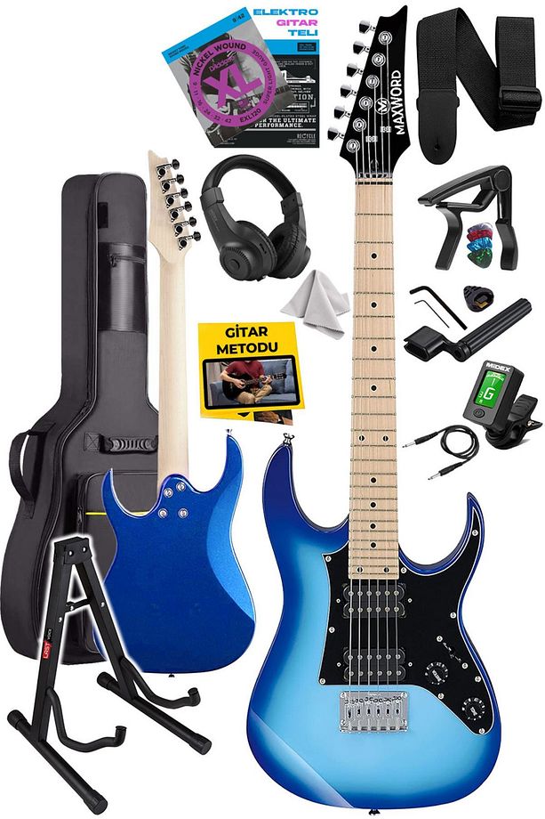 De-150bl-st Maple Klavye Hh Manyetik Yüksek Kaliteli Elektro Gitar Seti - 3
