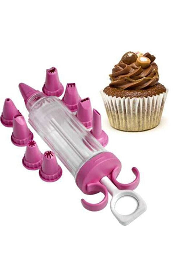 2-Piece Cake Decorating Tool Set with Cream Piping Pump (9 Nozzles)