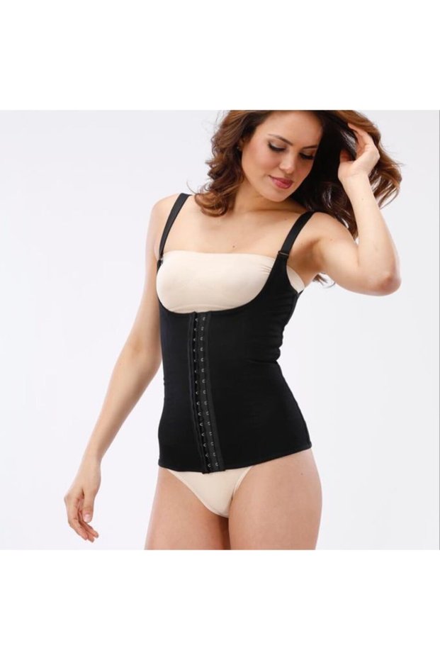 Women's Black Agraphed Athlete Waist Corset Lifting and Firming Corset 975