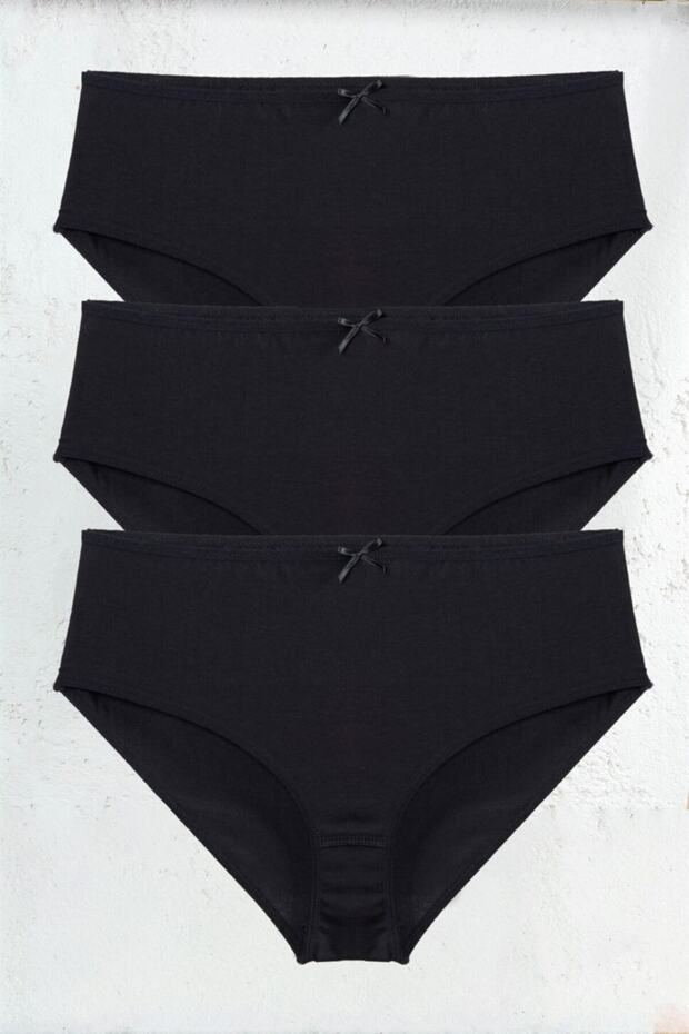 3 Pieces Women's Cotton Black Slip Comfortable Bato Panties