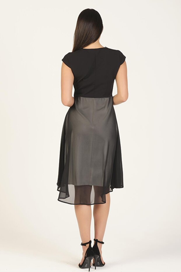 Çift Kat Etekli Elbise - 3