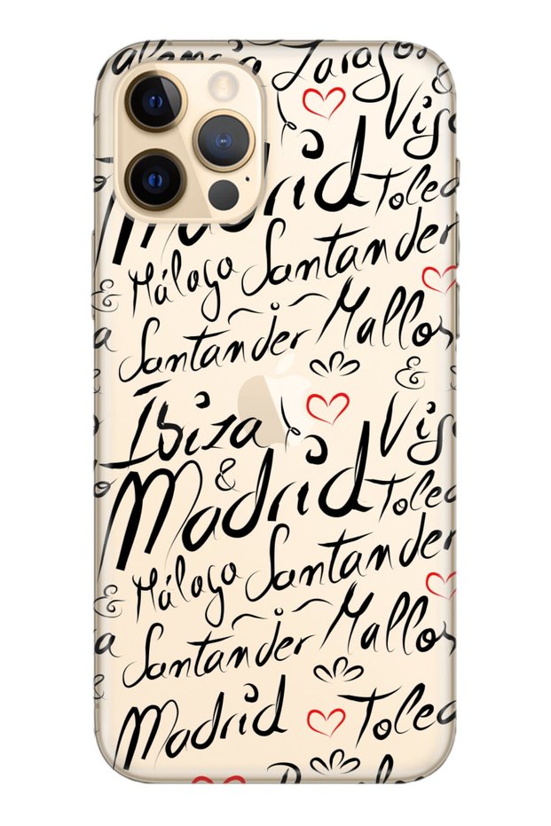 iPhone 12 Pro Max Compatible Pure Modern Patterned Silicone Case Ibiza Madrid