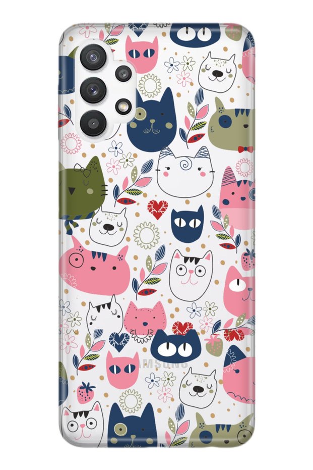 Silicone Case for Samsung Galaxy A32 5g Pure Modern Pattern Cat Film