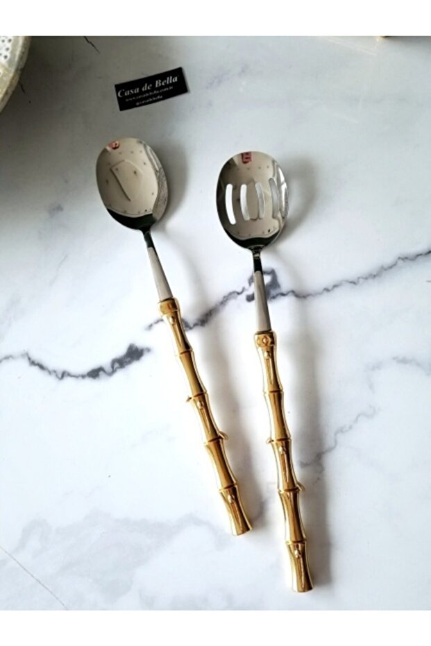 Bambu Görünümlü 2 Parça Çelik Servis Seti - 2