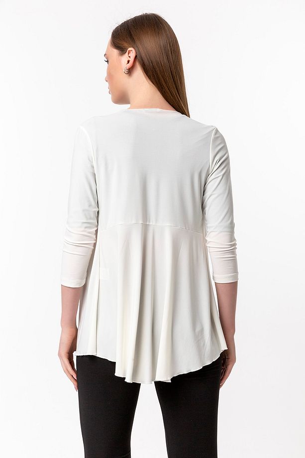 Kadın Ekru Arka Volanlı Hırka 19L6561 - 7