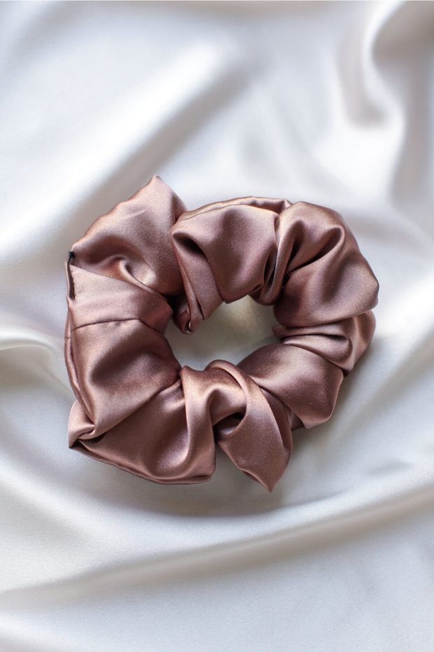 Copper Color Satin Hair Rubber Buckle Brown