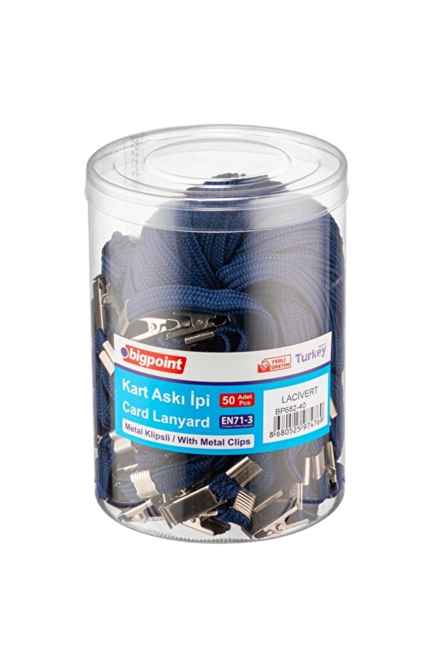 Metal Clip Collar Rope Navy Blue 50-Piece Jar