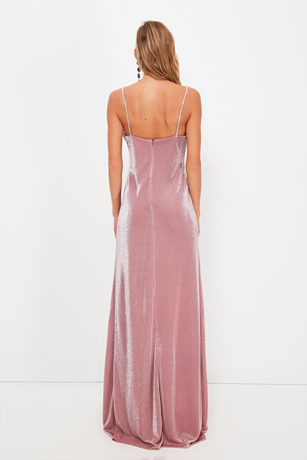 Dusty Rose Strap részletes hosszú estélyi ruha TPRSS19UT0102 - 6