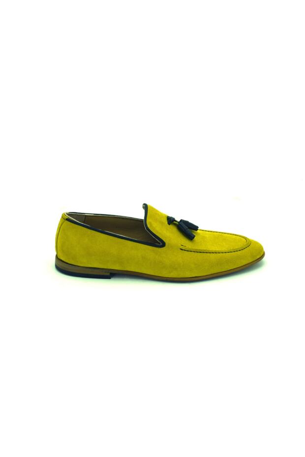 Erkek Süet Sarı Loafer Ayakkabı - 3