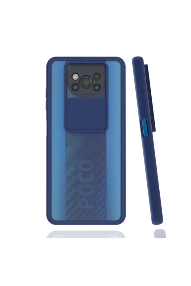 جراب Nezih متوافق مع Poco X3، غطاء صلب غير لامع، غطاء حماية من السيليكون باللون الأزرق الداكن
