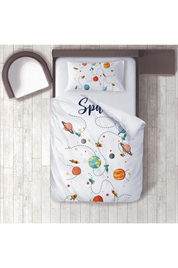 Cotton Micro Satin Uzaydakiler Children's Room Children's Duvet Cover Set Without Sheets