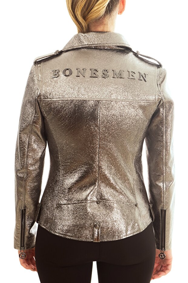 Deri Ceket Biker Metal Bones - 3