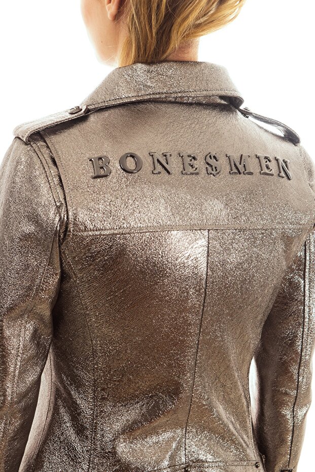 Deri Ceket Biker Metal Bones - 6