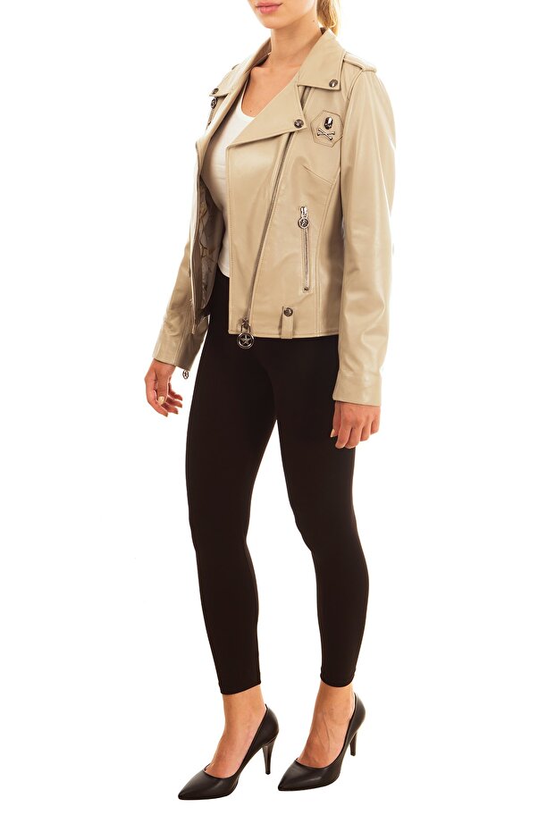 Deri Ceket Biker Metal Bones - 5