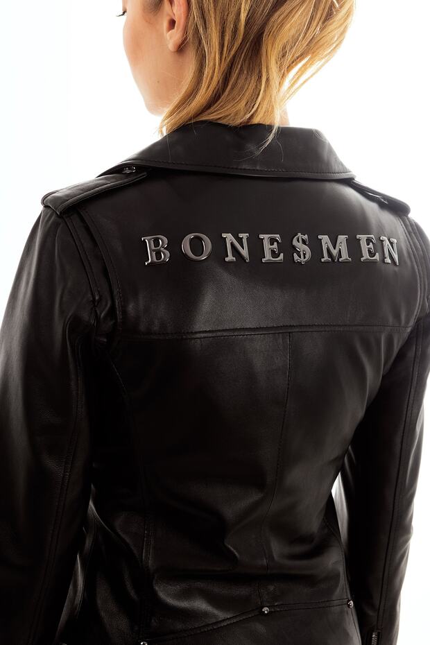 Deri Ceket Biker Metal Bones - 6