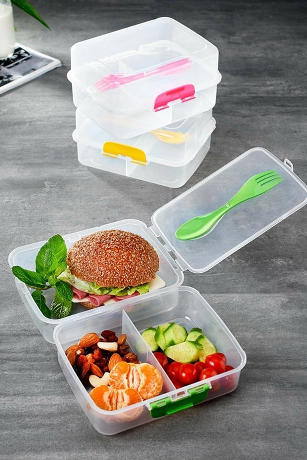 3-Compartment Lunch Box with Locking Lid