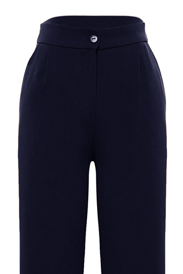 Lacivert Wide Leg/Geniş Paça Dokuma Kumaş Pantolon TWOAW22PL0139 - 7