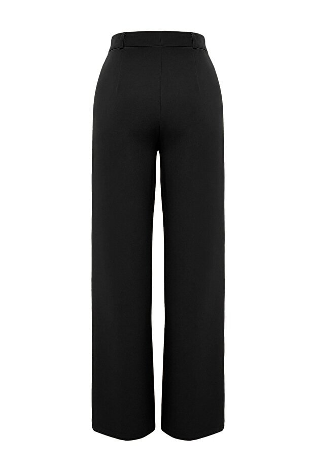 Siyah Wide Leg/Geniş Paça Bootcut Dokuma Kumaş Pantolon TWOAW21PL0332 - 7
