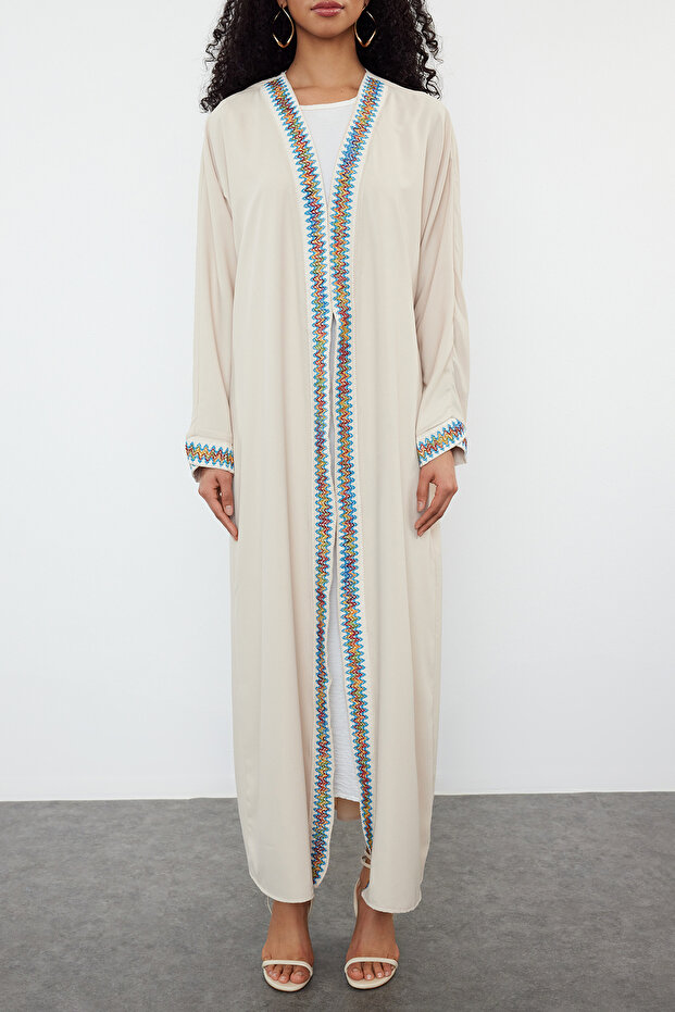 Taş Biye Detaylı Dokuma Kap & Ferace & Abaya & Kimono TCTSS24KF00033 - 4