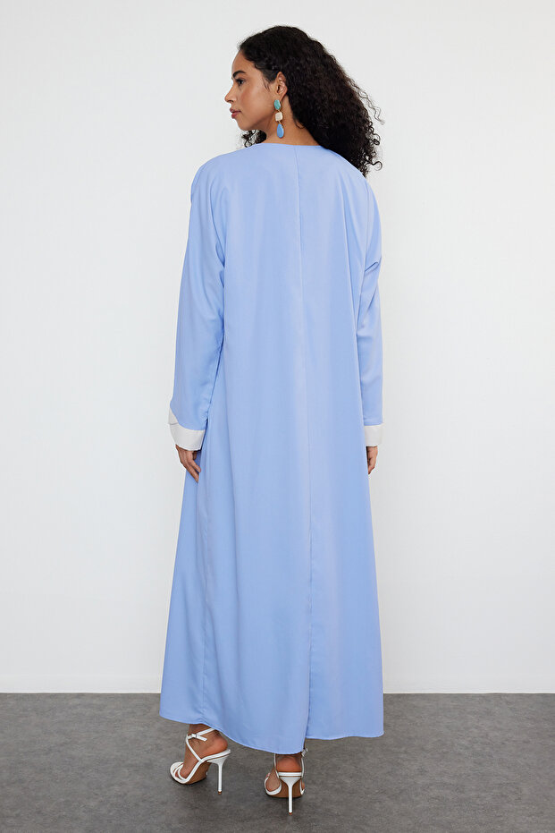Lila Renk Bloklu Uzun Dokuma Elbisesiz Tek Parça Kap & Ferace & Abaya TCTSS24KF00009 - 4