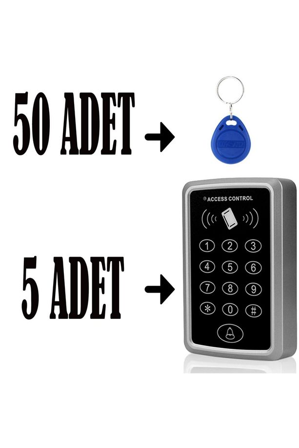 5 Adet Rfıd Şifreli Kapı Kilidi - 50 Adet Proximity Anahtar - 1
