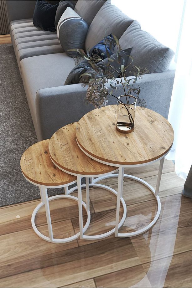 3lü Lüx C Zigon Sehpa Beyaz Atlantik Çam - 2