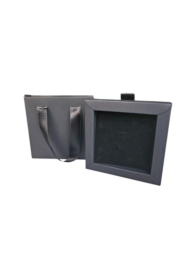 Siyah 6 Adet Çekmeceli ve Çantalı Karton Kolye&Mini set Kutusu (12x12 cm ) - 2