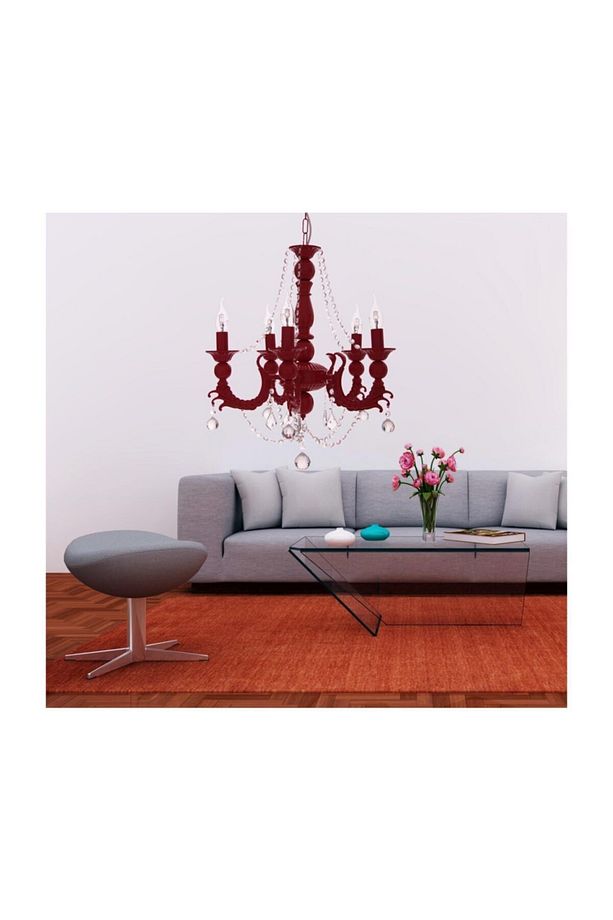 Eleganza 5'li Kırmızı Avize Sarkıt - 3