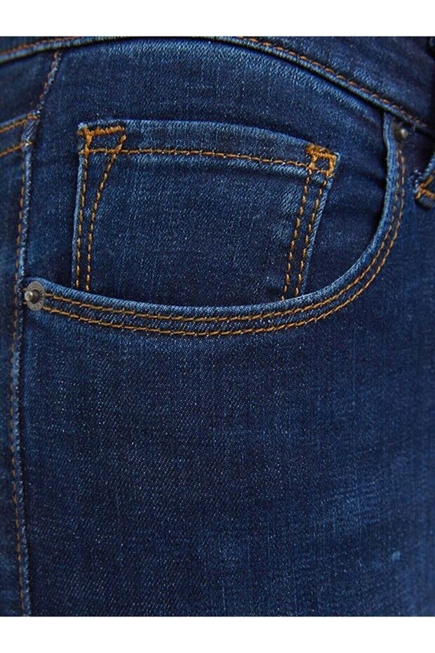 Blaue Skinny Lycra-Jeans für Damen mit hoher Taille – knöchellang - 2