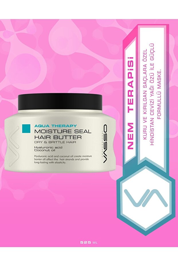 Hindistan Cevizi Yağı Özlü Nem Yükleme Saç Maskesi Vasso Aqua Therapy 525 ml - 2