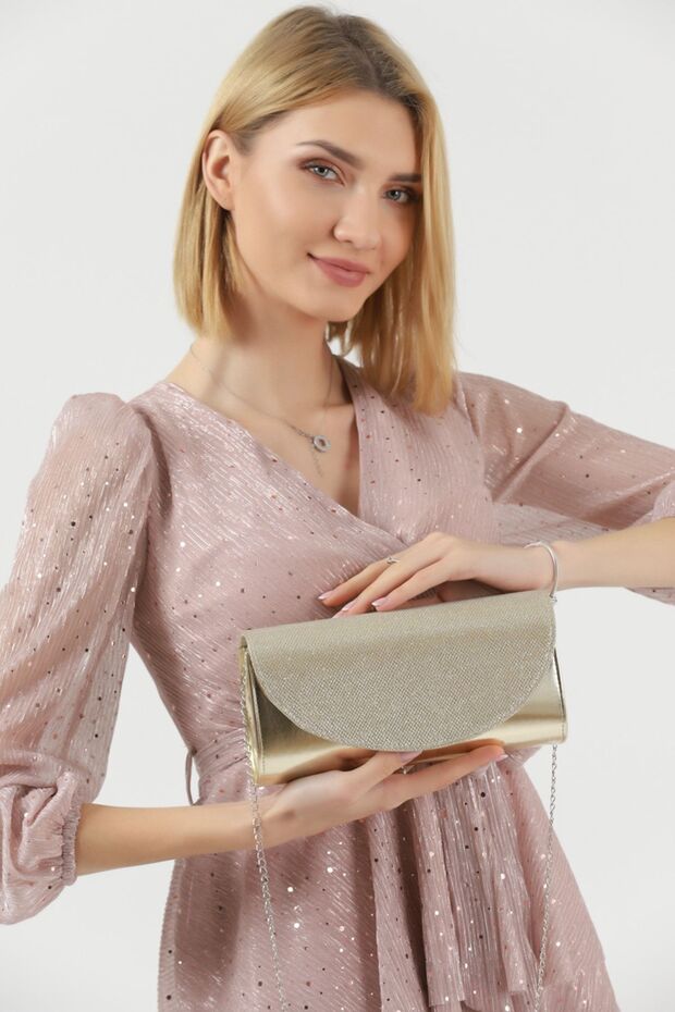 Gold Glitter Evening Dress Bag