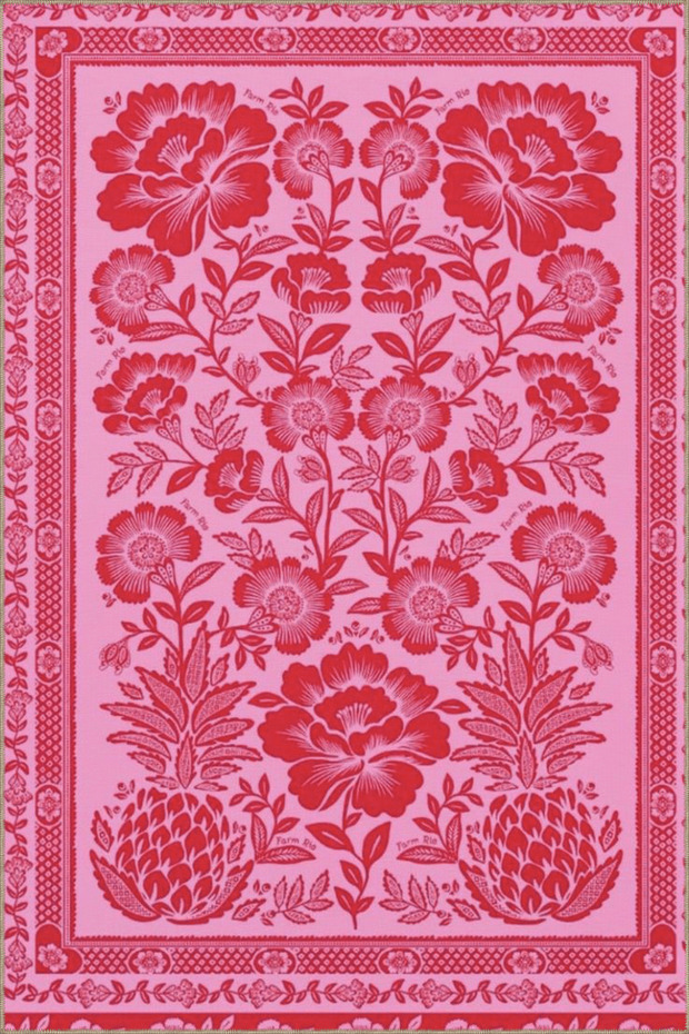 Pink Themed Flower Motifs Rose Patterned Vintage Decorative Carpet 5063