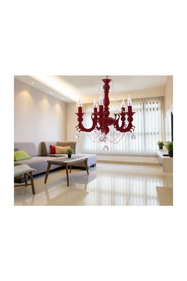 Eleganza 5'li Kırmızı Avize Sarkıt - 2