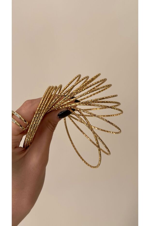 - İşlemeli 3'lü Model Çelik Ajda Bileklik (21 CM) - 4