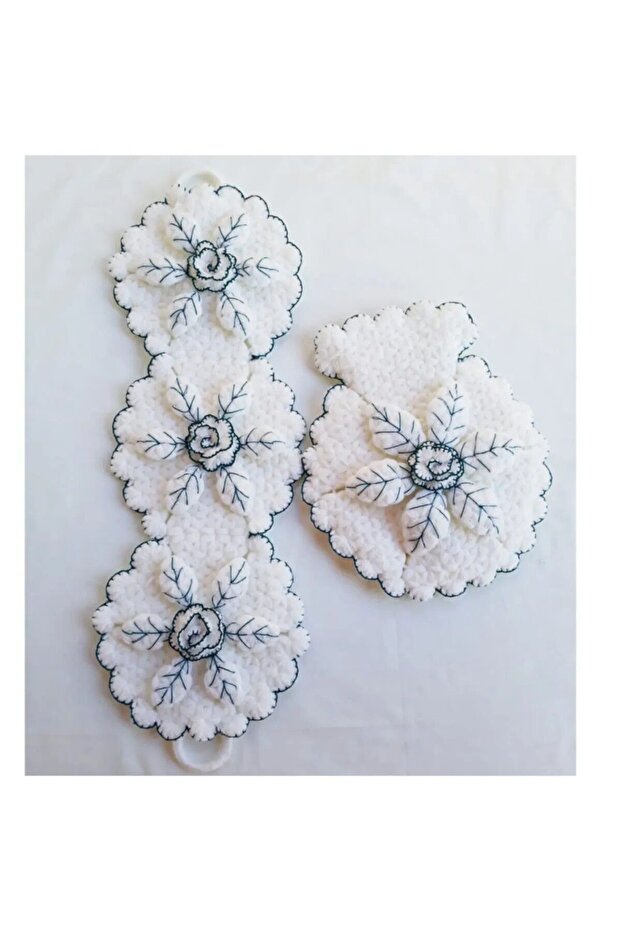 Hand Knitted 2-Piece Green Floral Set Bath Loofah (DOWERY)
