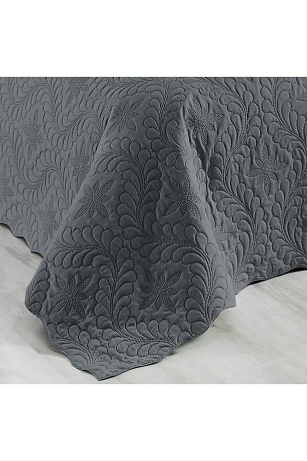 Örtüm Ivy Antrasit Tek Kişilik Microfiber Kapitone Yatak Örtüsü - 3