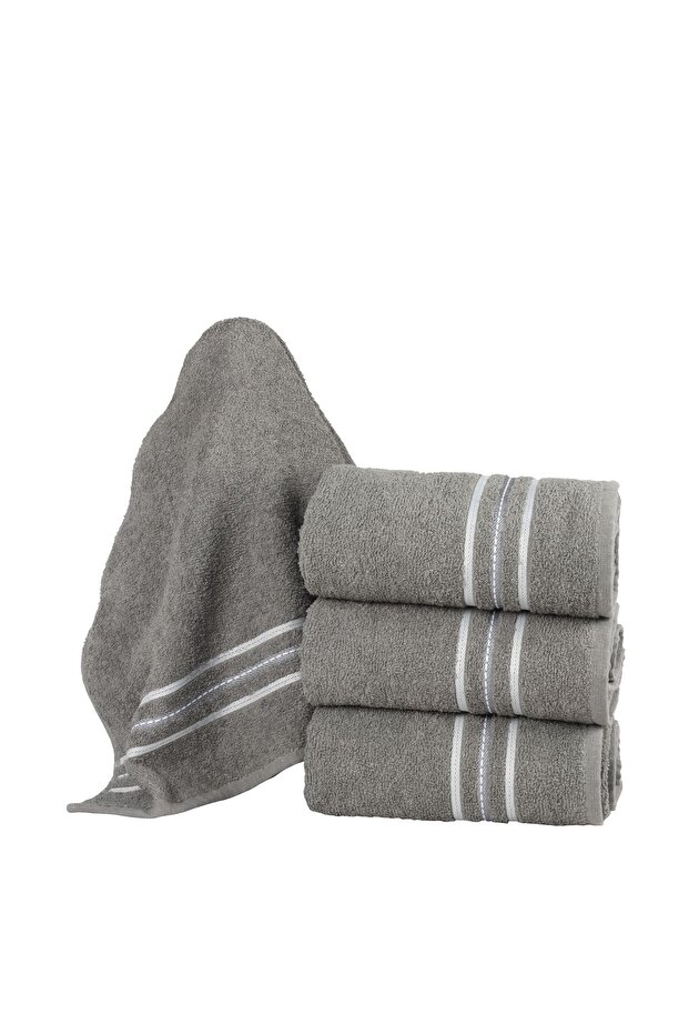 Set of 4 gray striped 50*85 hand towels