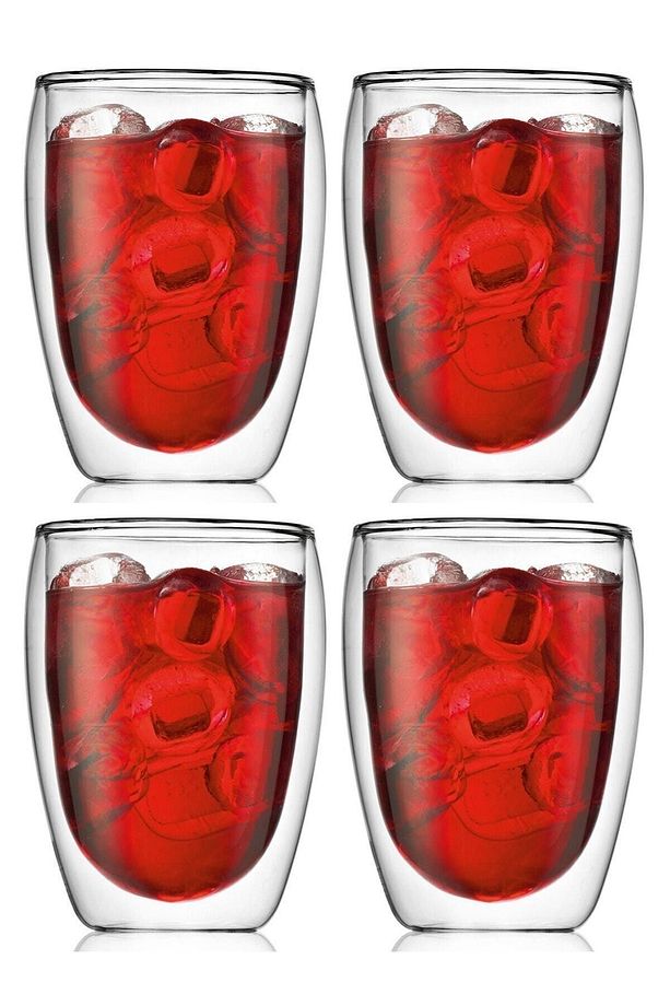 Yeni Tasarım Çift Cidarlı Borosilikat 350 ml Şeffaf Cam Bardak 4 Adet 2772 - 1