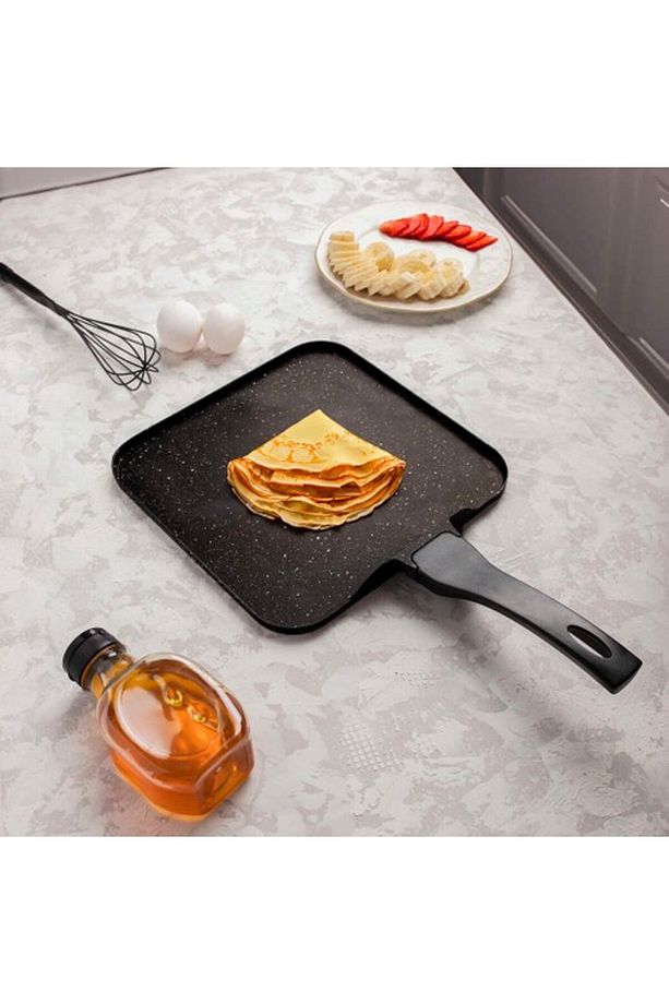 Eda granit kare döküm krep tava 26 cm pankek krep omlet sahan tavası - 5