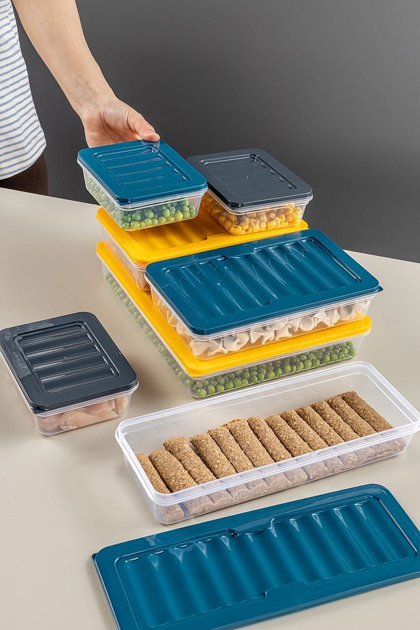 22 Parça Saklama Kabı , Mikrodalga Uyumlu Saklama Kabı 2x2400Ml 2x1200Ml 6x1170Ml 12x600Ml Antrasit - 7