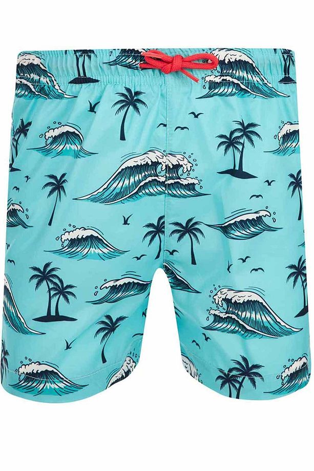 Genç Erkek Havuz Deniz Desenli Şort Wavy S230 Mint - 3